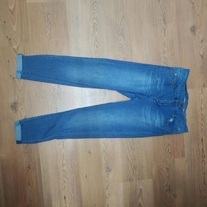 Blue skinny jeans with cuff